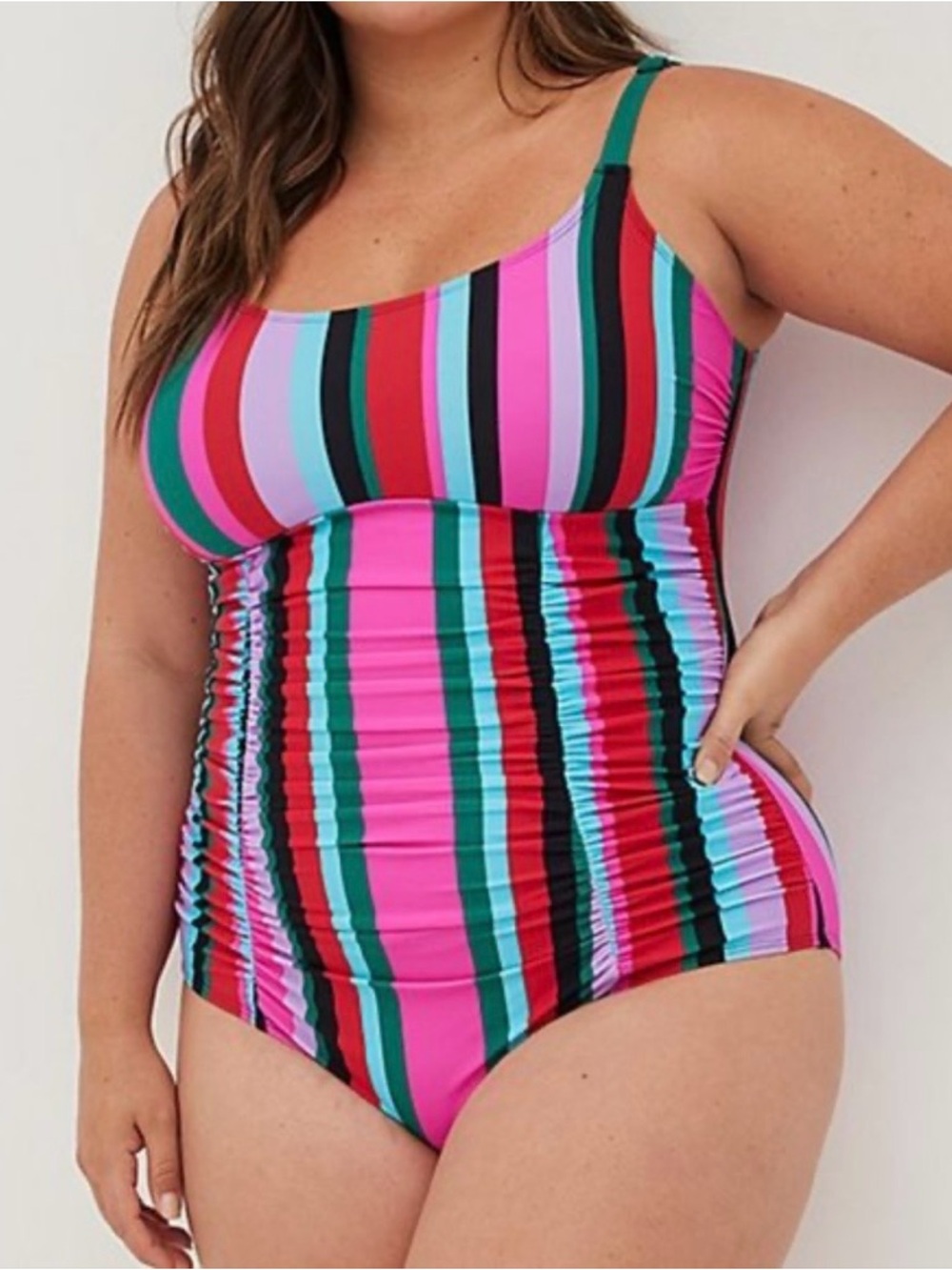 torrid Bright Pink Multi-Stripe One-Piece Swimsuit